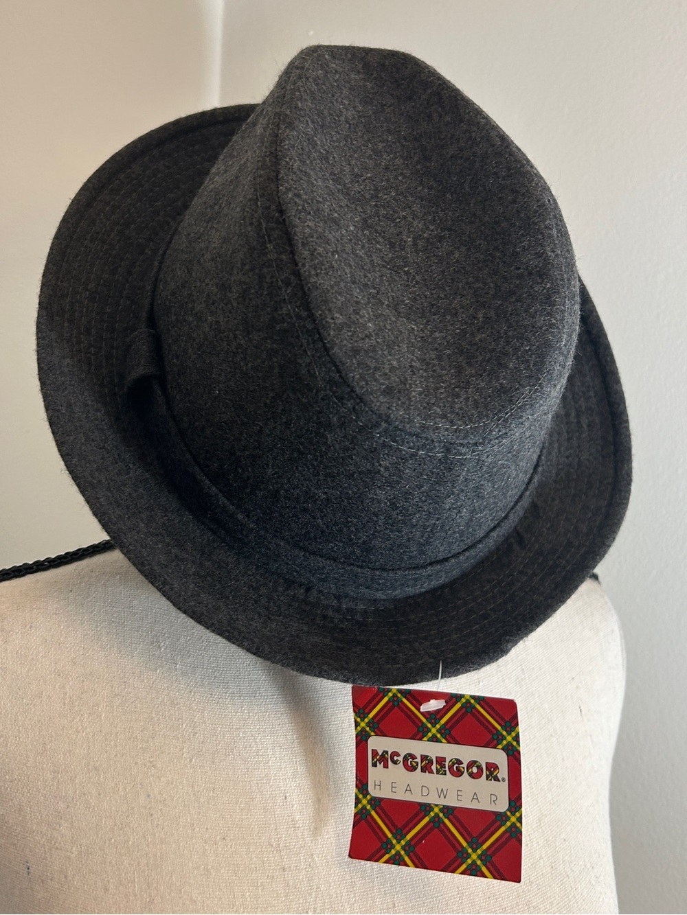 NWT Vintage 1970s McGregor Wool Blend Gray Trilby Fedora Hat Men's Size XL